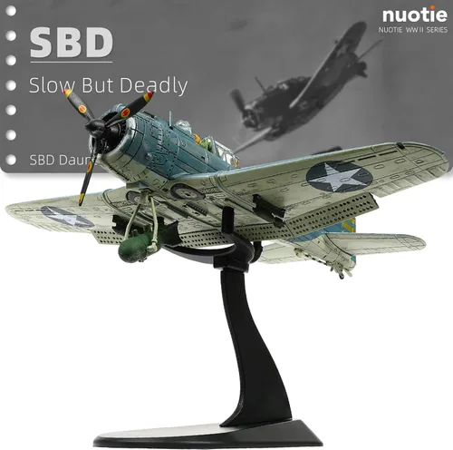 Vista 6 de NUOTIE 1/72 Douglas SBD-2 Dauntless Dive Bomber Modelo de Avión de la Segunda Guerra Mundial Midway Avión de Guerra Vintage Metal Fundido a Presión