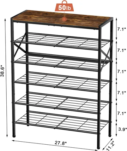 Vista 3 de Zapatero de metal de 6 niveles para almacenamiento de zapatos para entrada, 18-24 pares de zapatero estrecho para armario, zapatero resistente