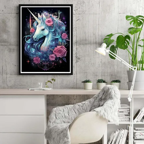 Vista 4 de Reofrey Kits de arte de diamantes de bricolaje para adultos, caballos, animales, taladro completo, redondo, diamantes de imitación, kit de pintura