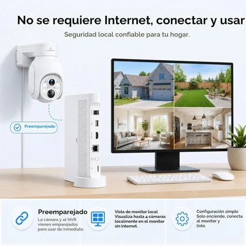 Vista 9 de Camcamp Solar Security Cameras Wireless Outdoor 4 Pack, Home Camera System Blanco