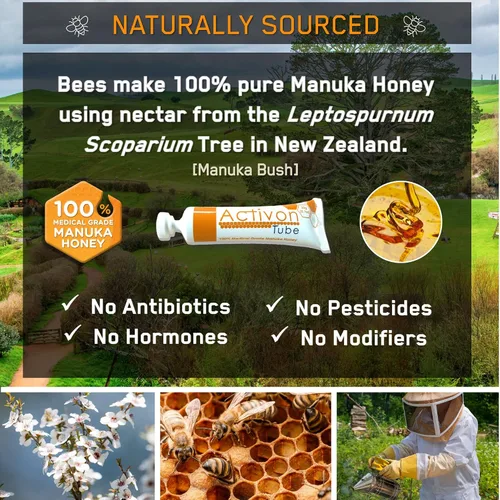 Vista 5 de Activon Tubo de gel de miel de manuka 100% de grado médico, curación natural de heridas, 0.71 oz, paquete de 1