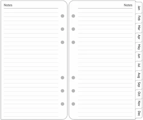 Vista 5 de Recambios de planificador A6 sin fecha, 2 páginas por semana con horario por hora, pestañas mensuales, páginas de notas adicionales, comienza