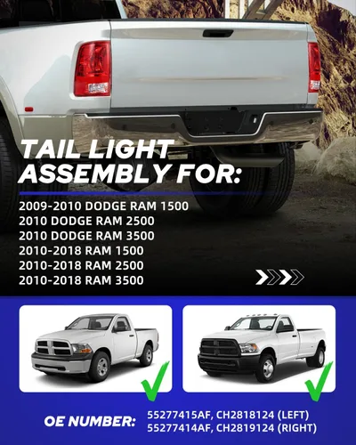 Vista 2 de AUTOONE Conjunto de luces traseras Dodge RAM 2026, montaje de lámpara trasera para Dodge RAM Pickup Rear Factory OEM del lado del conductor