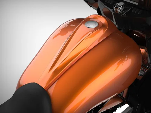 Vista 8 de Consola de tanque de perfil bajo para Harley Touring 2008+, whisky ámbar, panel de combustible de tablero liso y tapa de tanque de gasolina cromada