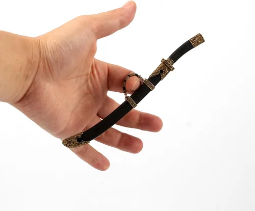 Vista 6 de Espada antigua china hecha a mano en miniatura 1:6, 6.35 pulgadas, cuchillo estilo Ming, espada katana, grado coleccionable