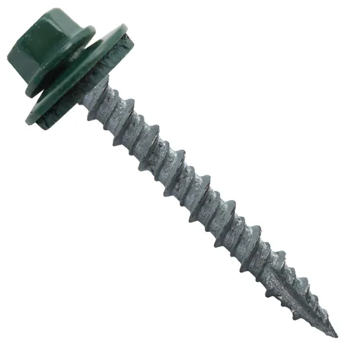 Vista 75 de 10 tornillos para techos de metal gris ABC de 1-1/2 pulgadas, cabezal de arandela hexagonal, arranque automático/roscado, arandela EPDM. 1 bolsa