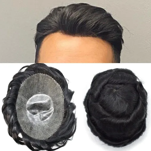 Vista 94 de Extensiones de pelo y tupés para hombre, sistema de cabello humano de poliéster completo para hombre, postizo de repuesto para hombre, protesis