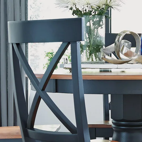 Vista 4 de Home Styles - Par de sillas de comedor clásicas de color negro y roble, con construcción de madera maciza, acabado de roble de cabaña, respaldo