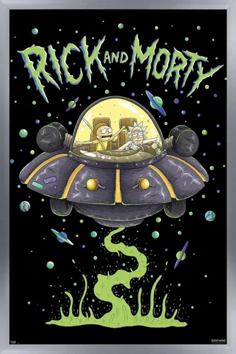 Vista 10 de Trends International Rick And Morty - Póster de pared de barco, 14.725 x 22.375 pulgadas, versión enmarcada de madera de granero