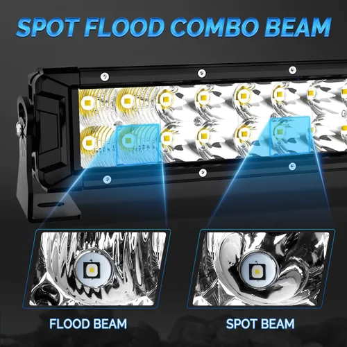 Vista 3 de Rigidhorse - Barra de luz LED de 8 pulgadas, doble fila, 120 W, 12000 lm, combo de luz LED todoterreno, xenón blanco IP68, luz de conducción