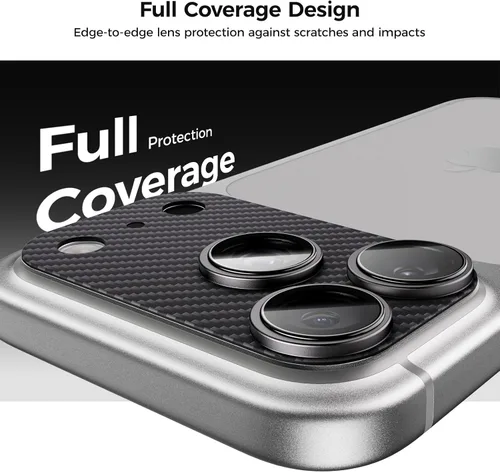 Vista 4 de BENKS ArmorWarrior - Protector de lente de cámara para iPhone 17 Pro, vidrio templado recubierto de AR con fibra de aramida, resistente a
