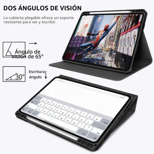 Vista 6 de H HOLIMET Funda para iPad Pro de 11 pulgadas 2022 4ª/3ª/2ª/1ª Generación 2021/2020/2018 con soporte para lápiz, cuero PU protector con bolsillo Negro