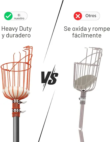 Vista 5 de Walensee Recolector de frutas de 5.5 pies, herramienta ajustable para recoger frutas con poste de acero inoxidable ligero y canasta grande,
