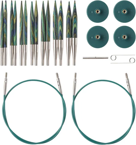 Vista 4 de Knit Picks Opciones Juego de agujas de tejer de madera intercambiables cuadradas cortas de 2-3/4" (Foursquare) 7 sizes of 2.75 inch long ergonomic