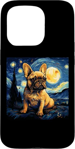 Vista 14 de Funda para iPhone 14 Pro Max Van Gogh Dog Bulldog francés