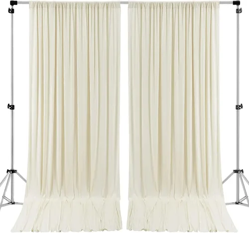 Vista 14 de AK TRADING CO. Cortinas de telón de fondo de poliéster beige de 10 x 10 pies con bolsillos para varillas - Cortinas para decoración de ventanas