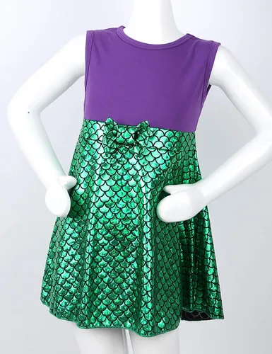 Vista 5 de iiniim Disfraz de sirena de Halloween para niñas y niñas, con cuello halter