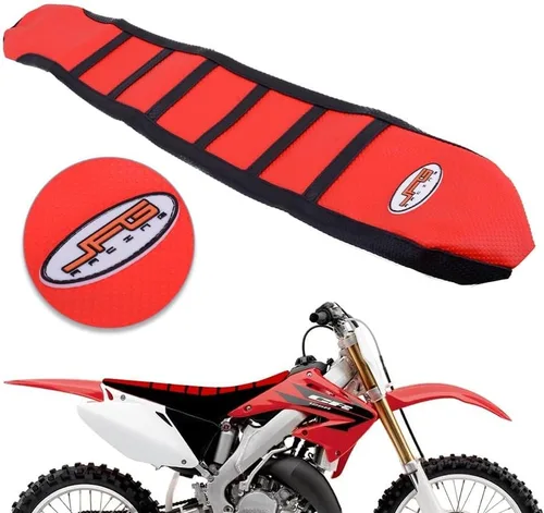 Vista 2 de AnXin Funda de asiento de motocicleta, agarre de goma suave para CRF250R 2004-2009 CRF450R 2003-2008 CRF250X CRF450X All Years Dirt Bike Rojo