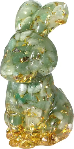 Vista 13 de Rockcloud Estatua de conejo hecha a mano de resina de cristal de amatista, estatua de piedra de cristal, escultura para decoración de oficina