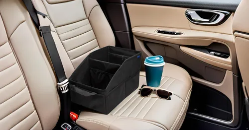 Vista 9 de Organizador de asiento de coche, asiento de pasajero, negro Plegable, pequeño almacenamiento, con tapa