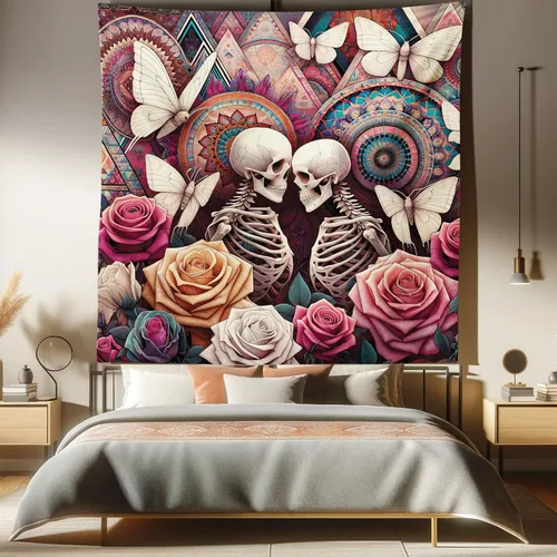 Vista 154 de Ambesonne Tapiz Trippy, vista panorámica de la cascada con bosques de ensueño y mandala oriental psicodélico, decoración de tela para colgar