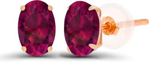 Vista 27 de Aretes ovalados de plata de ley 925 maciza chapados en oro de 0.236 x 0.157 pulgadas con piedra natal genuina para mujer Aretes de tuerca Amatista