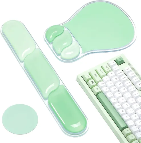 Vista 12 de Ospelelf Juego de alfombrilla de mouse con reposamuñecas de gel ergonómico para teclado, soporte de muñeca con parte inferior de goma