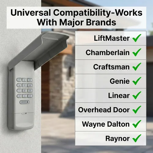Vista 2 de Control remoto universal para abrir puertas de garaje con teclado inalámbrico sin llave, compatible con Genie, LiftMaster, Chamberlain, Craftsman