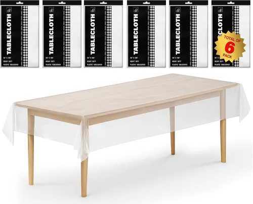 Vista 41 de DecorRack 2 Manteles rectangulares de plástico libres de BPA, 54 x 108 pulgadas, mantel de mesa para comedor, mantel rectangular para fiestas
