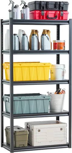 Vista 22 de VEVOR Storage Shelves, 5-Tier Adjustable, 2000 lbs Capacity, Heavy Duty Garage Storage Shelving Unit, Metal Utility Rack Shelf, for Kitchen Pantry