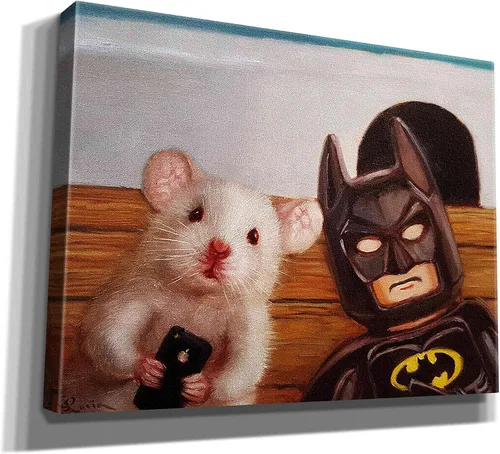 Vista 2 de Epic Graffiti 'Selfie with Superhero' de Lucia Heffernan, arte de pared en lienzo, 16 x 12 pulgadas