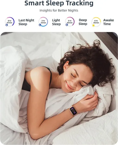 Vista 4 de Parsonver Rastreador de actividad física con contador de pasos/calorías/cronómetro, rastreador de actividad de salud con monitor de sueño de Oro rosa
