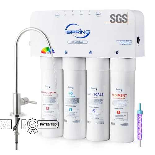 Vista 11 de iSpring RO5004F - Sistema de filtro de agua por ósmosis inversa con UV, probado por SGS, reducción de PFAS y TDS, sistema de 500 GPD bajo