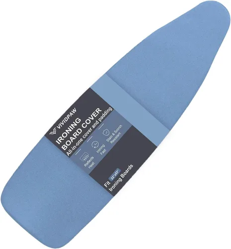 Vista 20 de VividPaw Funda y almohadilla para tabla de planchar, tamaño estándar 15"x54", acolchado grueso, borde elástico, revestimiento de silicona