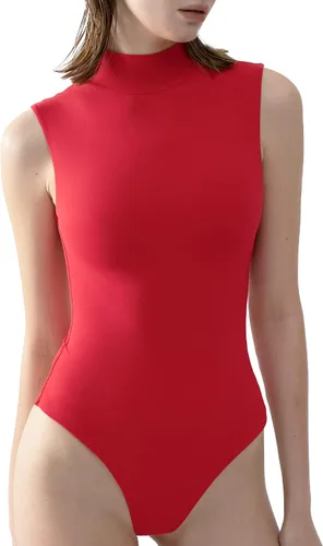 Vista 27 de PUMIEY Body sin mangas con cuello alto falso para mujer, colección Sharp