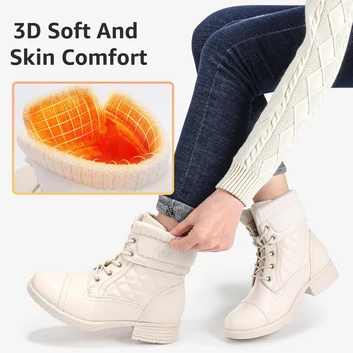 Vista 36 de STQ Botas de combate con cordones para mujer