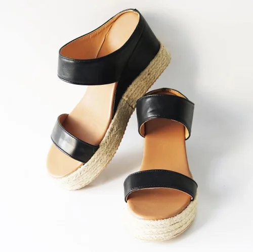 Vista 5 de NOLDARES Sandalias para mujer, alpargatas con soporte de arco de pajilla, sandalias de cuña de moda casuales