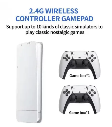 Vista 2 de 2.4G Wireless Game Controller Set, Dual Gamepad with USB Receiver, White and Black, Classic Game Console Support, 10 Simulator Compatible