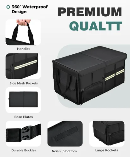 Vista 4 de FLORICH Organizador de maletero con almacenamiento de zapatos transpirable para SUV, organizadores de automóvil impermeables plegables, organizador