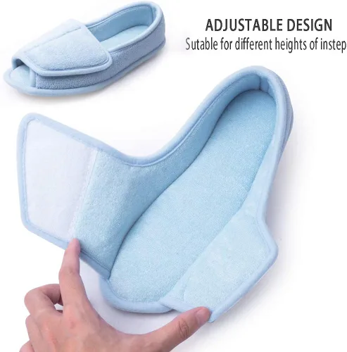 Vista 3 de Git-up -Pantuflas para mujer con diabetesartritisedema, cierre ajustable, espuma viscoelástica, punta abierta, extra ancha
