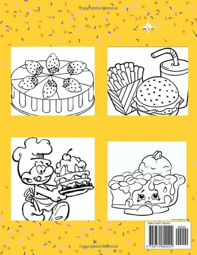 Vista 2 de yummy food coloring book Super Sweet Yummy Fruits, Vegetables, Sweets, Burgers and Fries , Delicious Food Designs For Girls & Boys all ages!