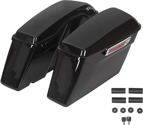 Vista 8 de KUAFU Soporte cromado y alforjas de sillín con cierre de tapa y llave compatible con modelos Harley Davidson Softail 1993-2013 Kit de soporte