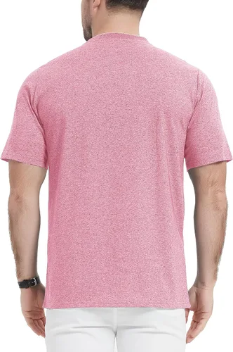 Vista 3 de TACVASEN Camisas Henley de algodón para hombre, camisetas casuales de moda de manga corta