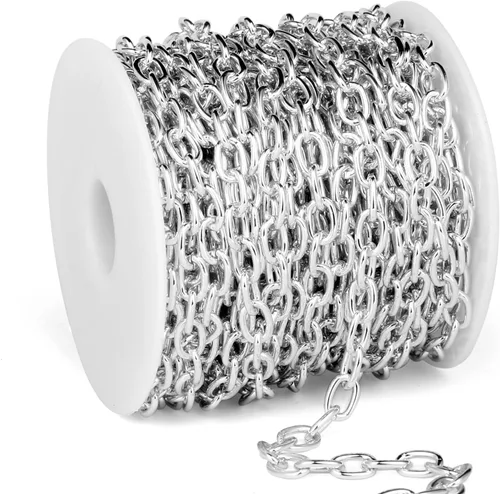 Vista 15 de 33 Pies de Cadenas de Cable Rolo Negro, 4 MM de Cadena de Eslabones O de Cable Ovalado de Aluminio Banado en Negro en Carrete a Granel para Hacer