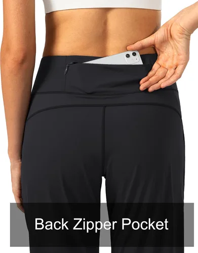 Vista 3 de Soothfeel - Pantalones deportivos de cintura alta para mujer, con bolsillos con cremallera, ideales para entrenamiento, yoga, deportes