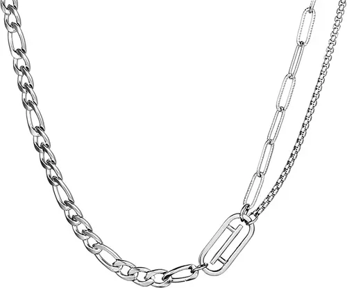 Vista 28 de Collar minimalista con cadena irregular Y2k para uso diario, versátil, joyería de moda para mujer, plata Dorado-1