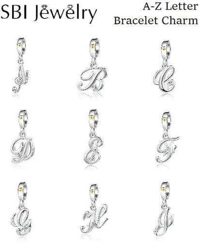 Vista 6 de Dije de nombre con letra inicial de la A a la Z para pulseras, collar para mujer, joyería de regalo para el alfabeto inglés, familia, colgante