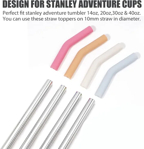 Vista 3 de GREANT 8 fundas de popote compatibles con vasos y vasos Stanley Adventure Quencher de 40 onzas – 0.4 pulgadas de silicona con puntas