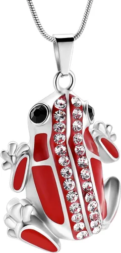 Vista 10 de Collar de urna con forma de rana, collar de urna para cenizas, soporte de recuerdo conmemorativo, collar de suéter