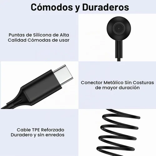 Vista 5 de Auriculares Samsung con cable USB C para Samsung Galaxy S26 Ultra A37 A36 Negro